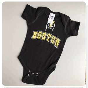 Chowdaheads Boston Bruins Baby Bodysuit Size 6M Shirt Top Black Cotton Hockey